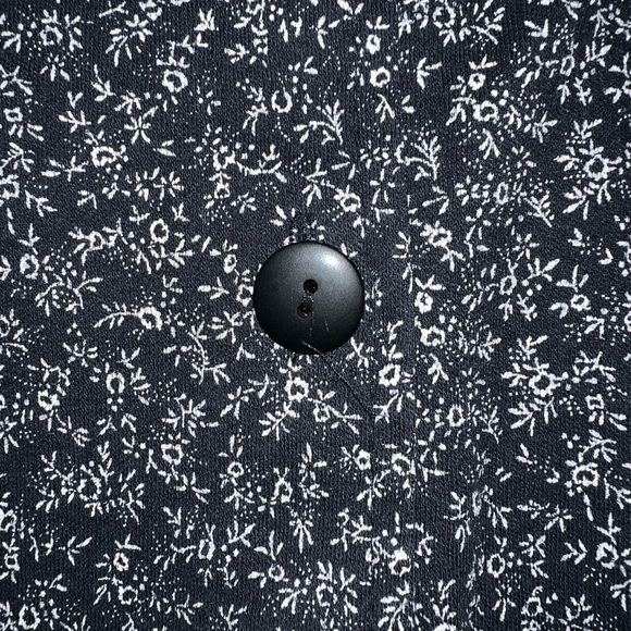 short sleeve navy floral button up top - Picture 3 of 3